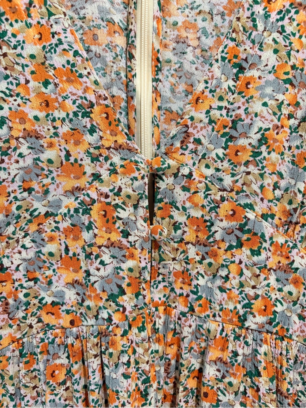 NATURAL LIFE Cottagecore Boho Orange Floral Tiered Maxi Dress Sz M - Picture 3 of 10